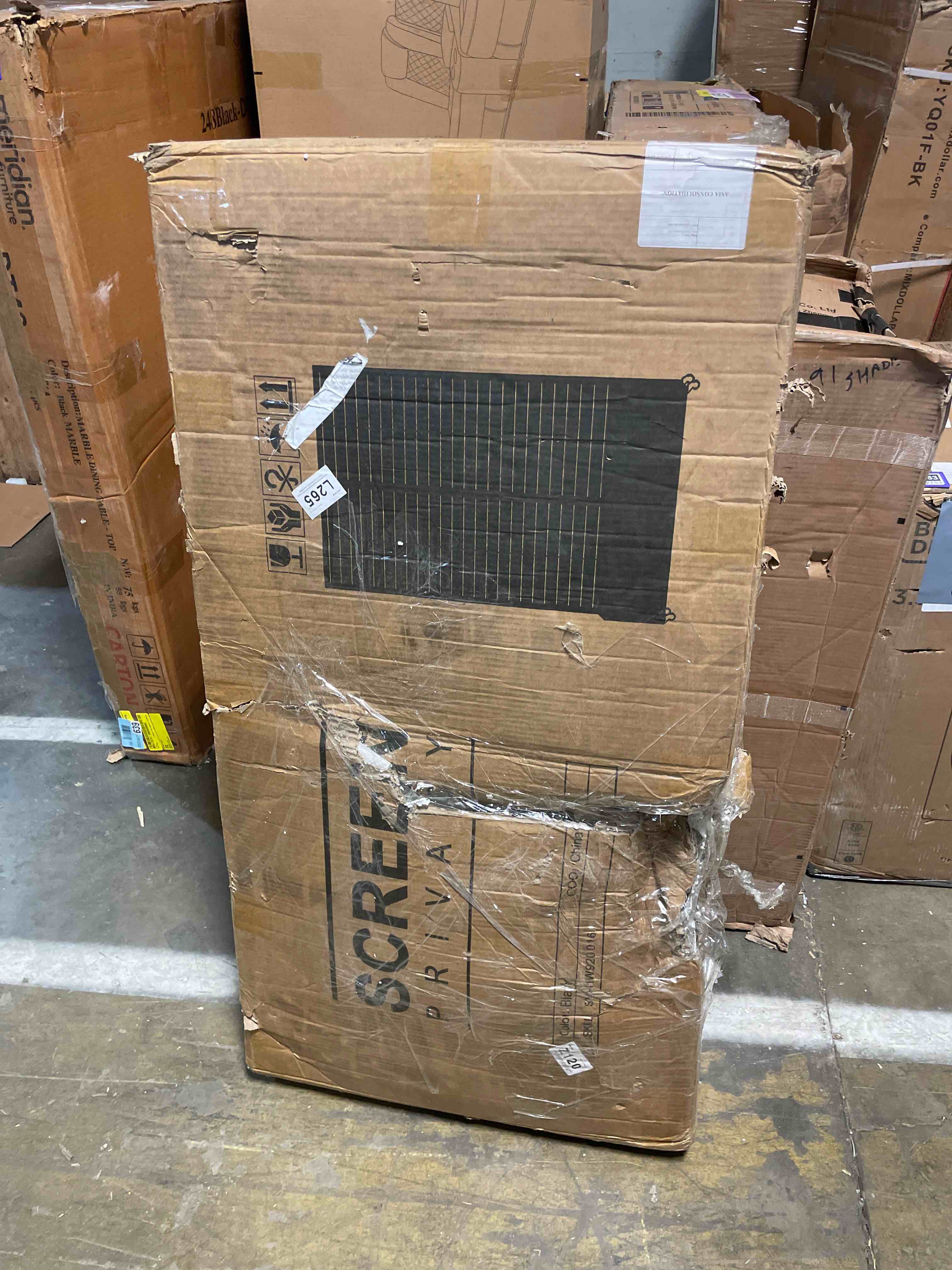 Condition photo showing As Is for Metal Planter Box with Trellis and Wheels ( DAMAGED BOX ) 