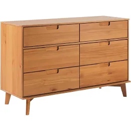 6-drawer groove handle solid wood dresser - caramel 2 sold 