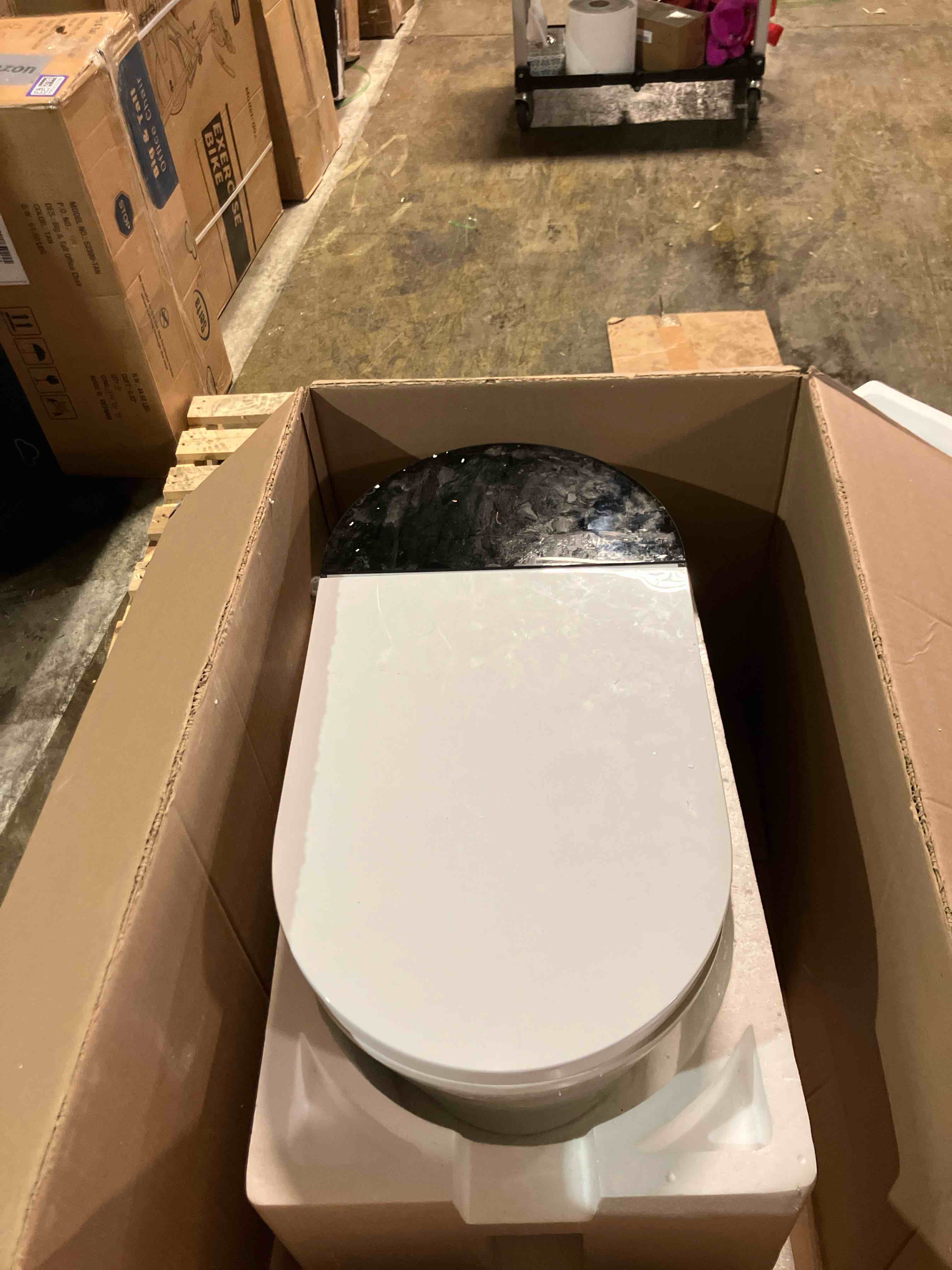 Condition photo showing Good Condition for Casta Diva Smart Toilet with Bidet Built in, Auto Open Close, Foot Sensor, 1000 MaP Auto Flushing, ADA Comfort Height, Artistic Lighting, Smart Heated Seat, Foam Dispenser, Tank Built in (Used)