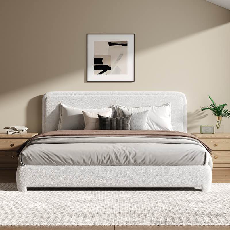 bensu boucle upholstered platform bed king