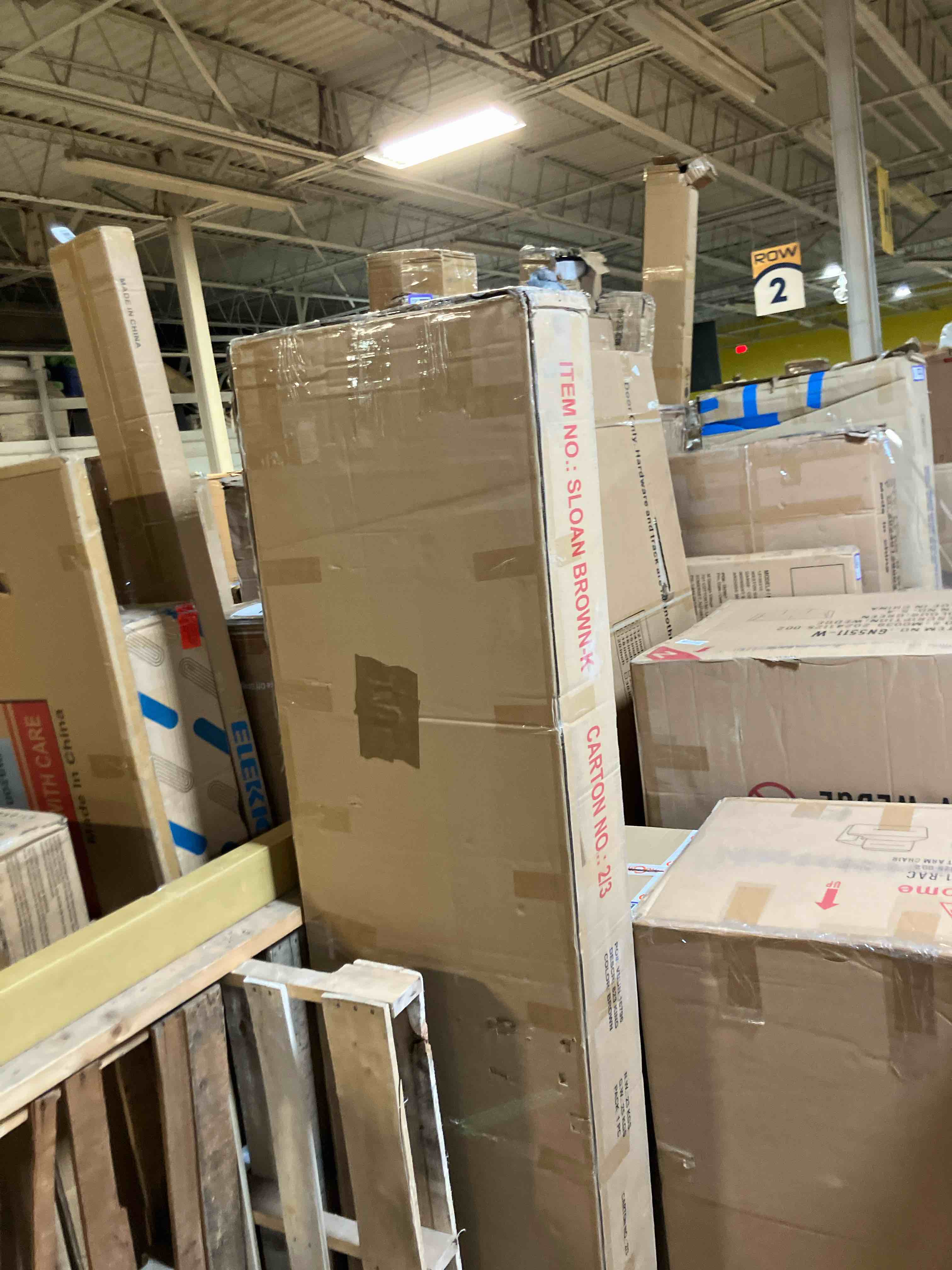 Condition photo showing As Is for Meridian Furniture SloanBrown-K Sloan Collection Modern | Contemporary Velvet Upholstered King Bed with Rich Soft Brown Velvet, Curved Headboard and Footboard, 82" W x 96" D x 45" H, Brown, King Brown King (Footboard and Headboard only boxes 1/3 and  2/3)