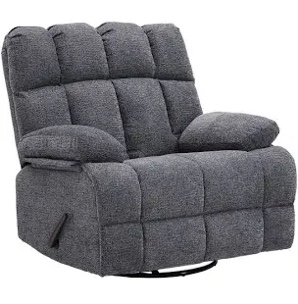 Home Theater Seating Oversized Manual Recliner , Chenille Fabric, Navy Blue