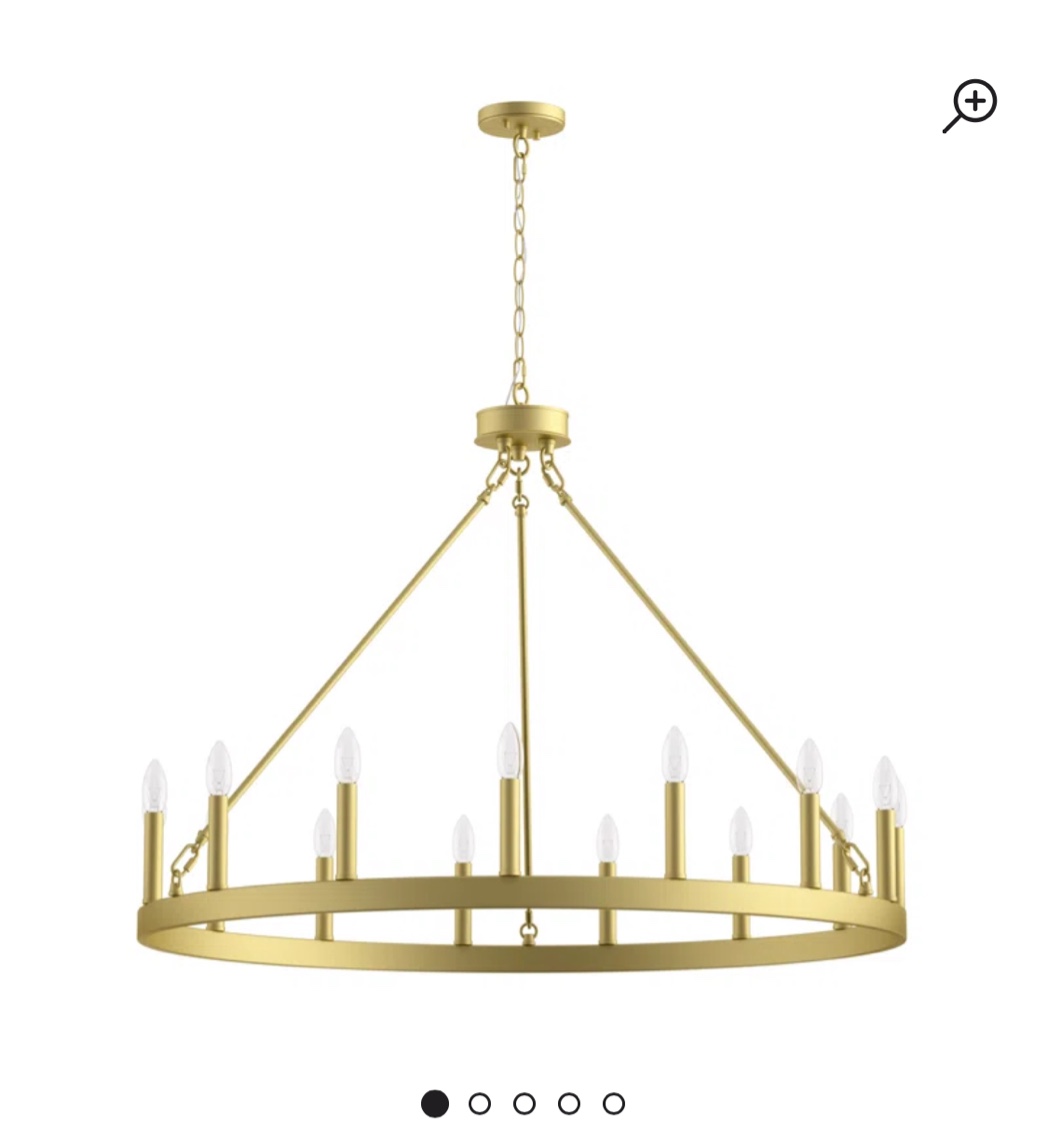Satin Brass Adriana 15 - Light Living Room Steel Dimmable Wagon Wheel Chandelier