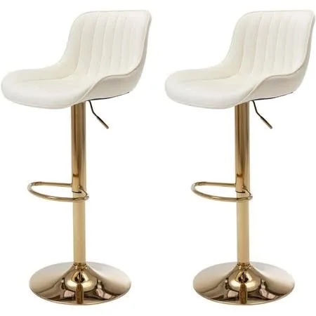 Modern Velvet Swivel Bar Stools Set of 4 - Adjustable Counter Height Chairs with Backs for Kitchen Home Decor - Beige’s 