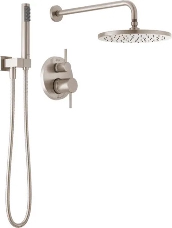 Modern 1-Spray Raincan Wall Mount Fixed and Handheld Shower Head 1.75 GPM in Spotshield Brushed Nickel