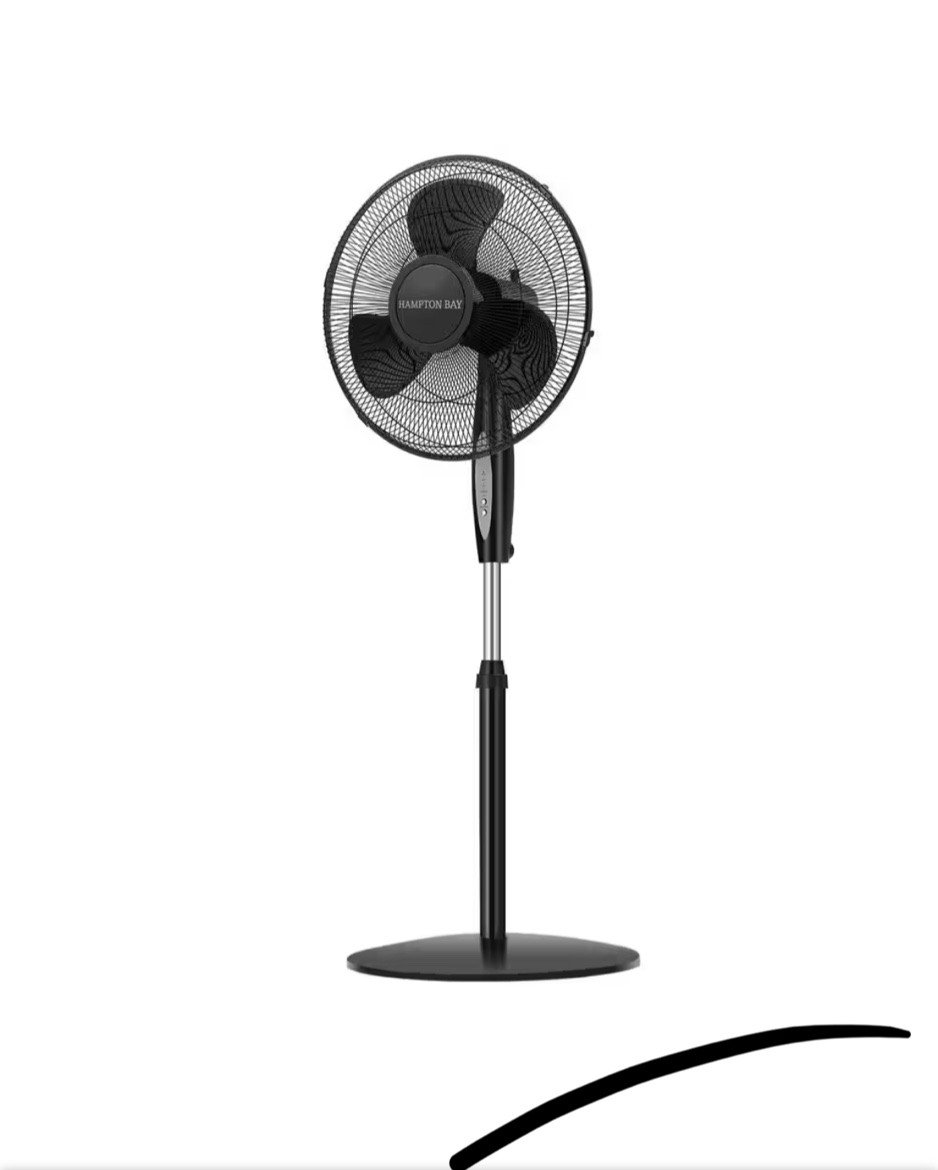 Hampton Bay 16 in. 3 Speed Digital Oscillating Standing Fan with Adjustable Height