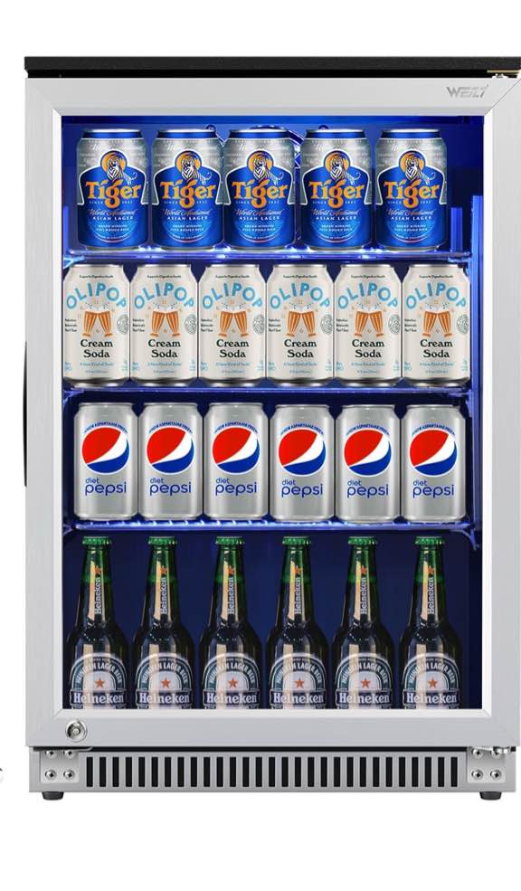 Magic Chef Beverage 23.4 in. 154 (12 oz.) Can Beverage Cooler, Stainless Steel 
