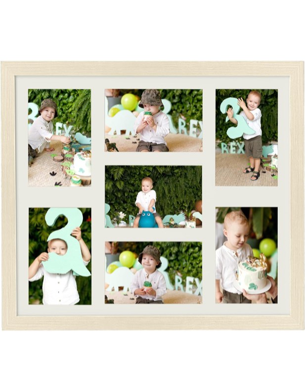 14x16 Collage Picture Frame, Displays 7Pcs 4x6 Picture Frame Collage with Mat or 1Pcs 14x16 without Mat for Wall, Wood Photo Collage Frame for Wall Decor, 1 Pack
