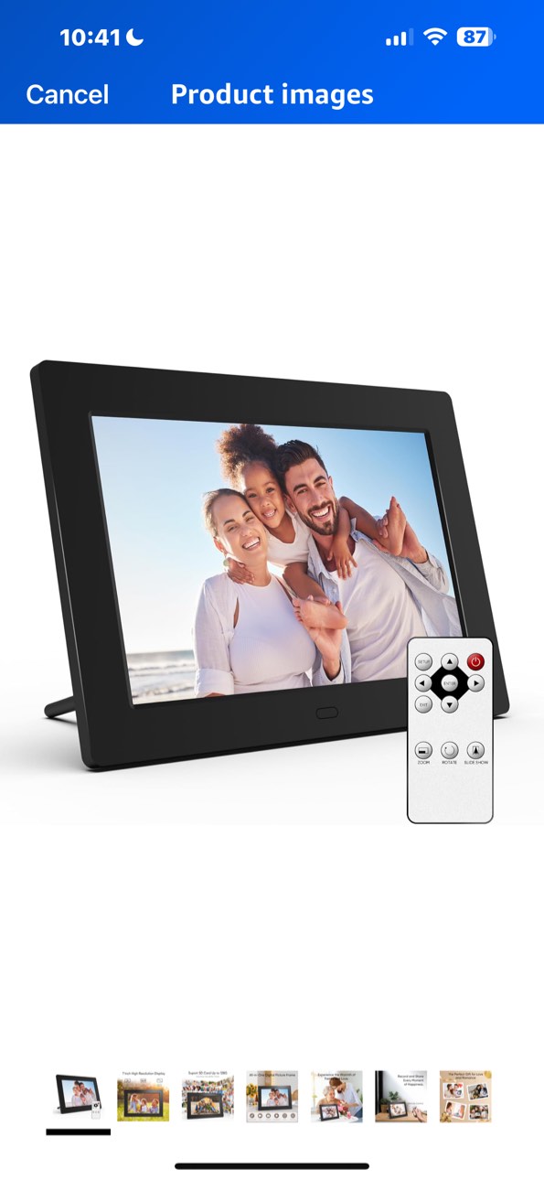 7 Inch Digital Picture Frame, Digital Photo Frame with 16:9 HD LCD Screen, Remote Control, Easy Setup and Share Photos Videos, Gifts Idea for Family, Christmas