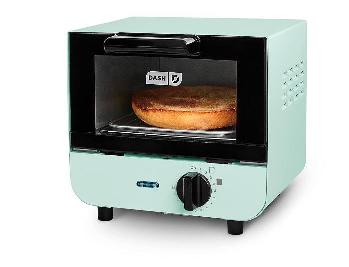 DASH Mini Toaster Oven Cooker for Bread, Bagels, Cookies, Pizza, Paninis & More with Baking Tray, Rack, Auto Shut Off Feature - Aqua