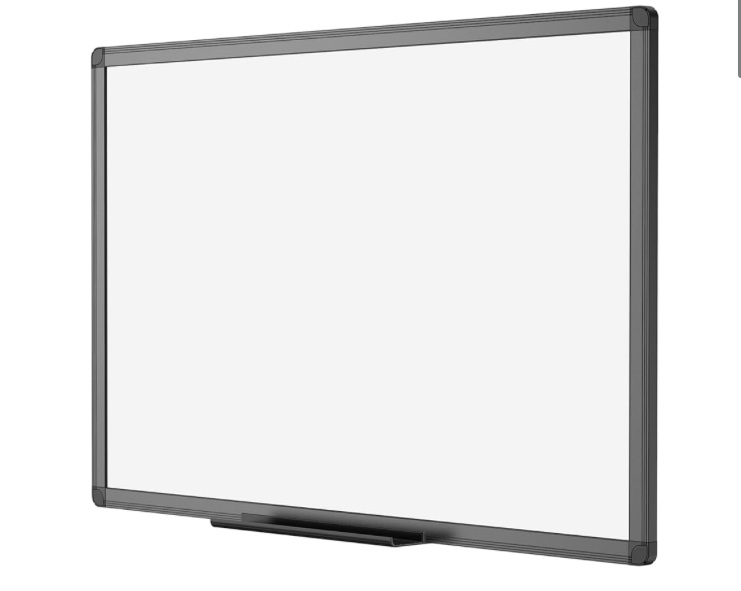 VIZ-PRO Magnetic Dry Erase White Board, 36 X 24 Inches, Black Aluminium Frame