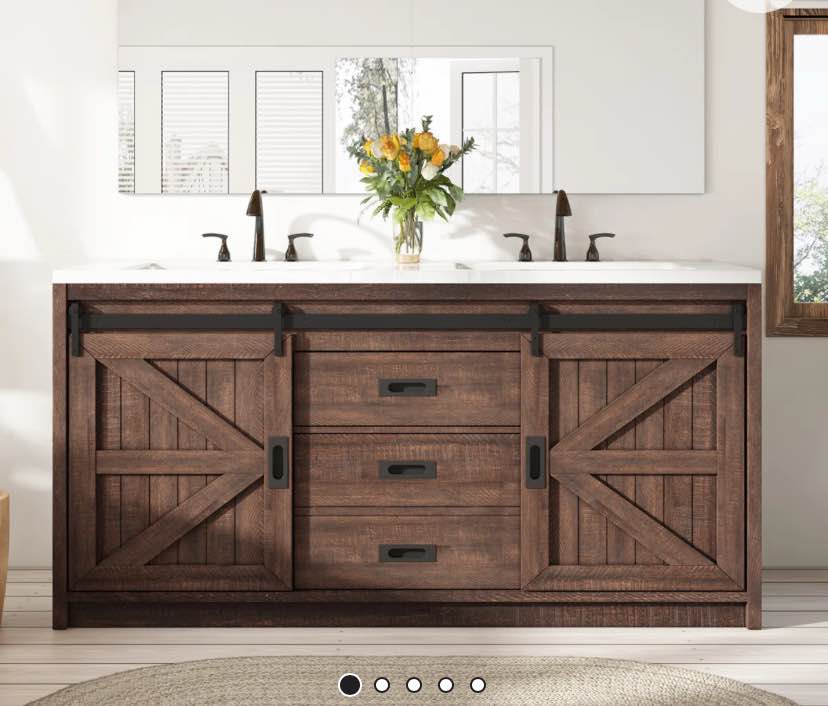 Chimira 60" Double Sink Bathroom Vanity With Sink Combo Set With 2 Drawers & Doors