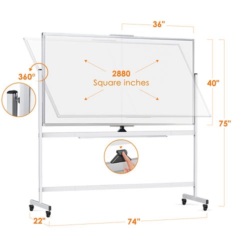Large Rolling Whiteboard 40x72