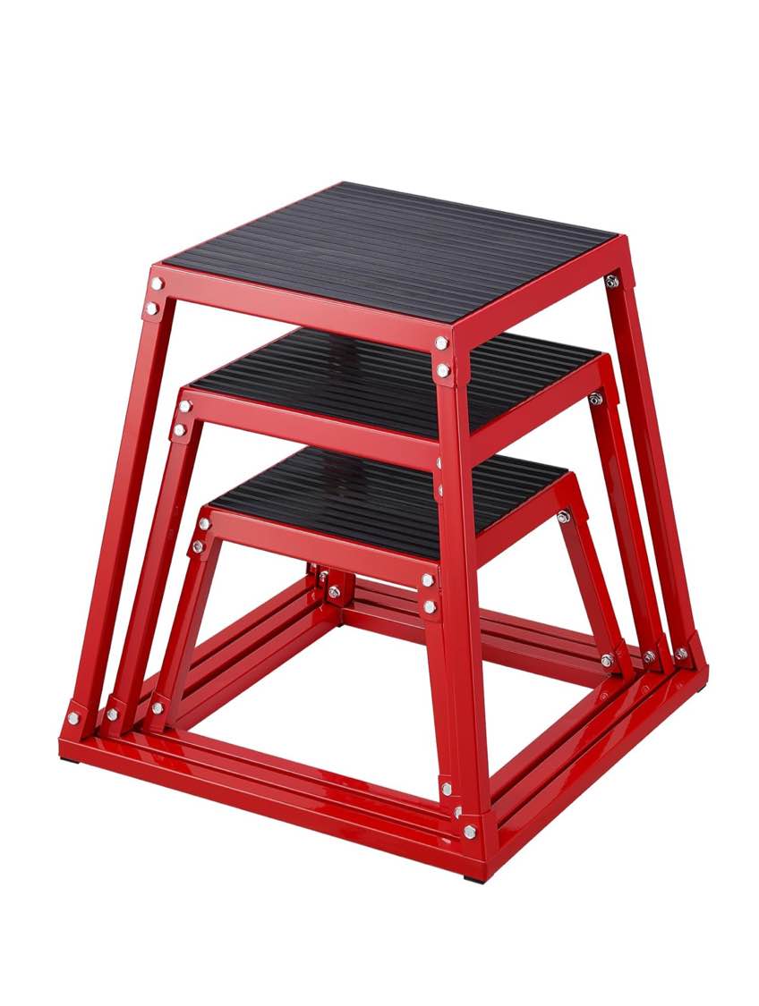 VEVOR Plyometric Jump Box, 18 Inch Plyo Box, Steel Plyometric Platform and Jumping Agility Box, Anti-Slip Fitness Exercise Step Up Box for Home Gym Training, Conditioning Strength Training ( similar in stock black color)