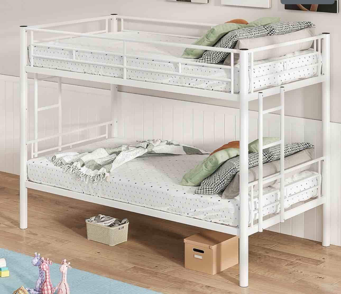 VECELO Twin Over Twin Metal Bunk Bed Frame for Kids Teens, Heavy Duty Noise-Free Platform Bed, Storage Space ( Incomplete ONLY ONE BOX)