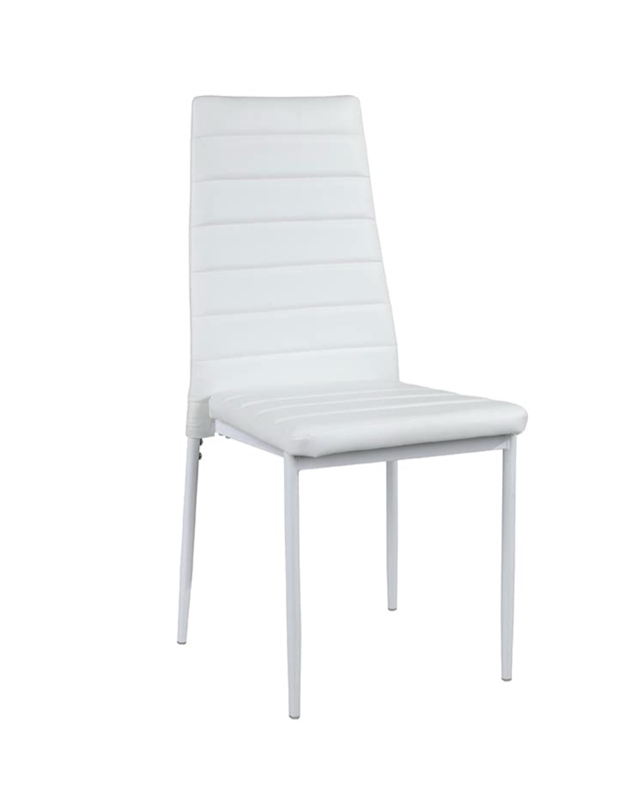 Dining Chairs Set of 4, White Dining Chairs PU Leather, White Dining Chairs with Metal Legs, Dining Room Chairs for Dining Room Kitchen, White