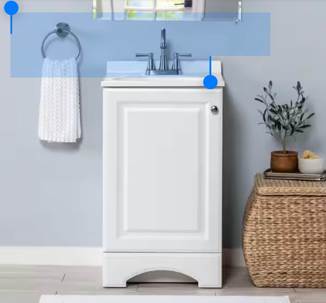 19 in. Single Sink White Bath Vanity with White Cultured Marble Top (Assembled) ( sink it’s crack)