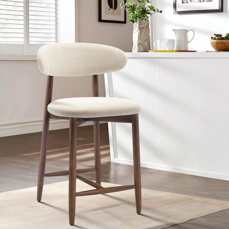 Colamy Upholstered 25'' Counter Stool with Solid Wood Frame