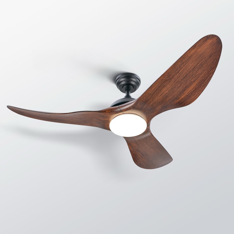 52” 3 - Blade Modern Farmhouse Waterproof Outdoor LED Ceiling Fan with Dimmable Light and Remote