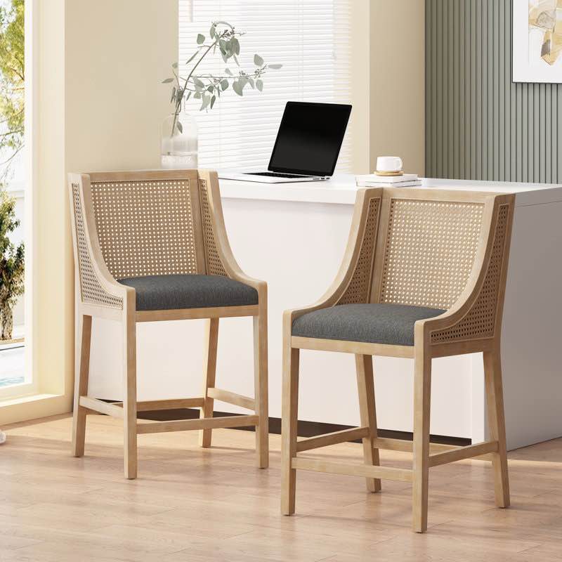 Lonny Upholstered Counter Stool with Solid Wood Frame (Set of 2)