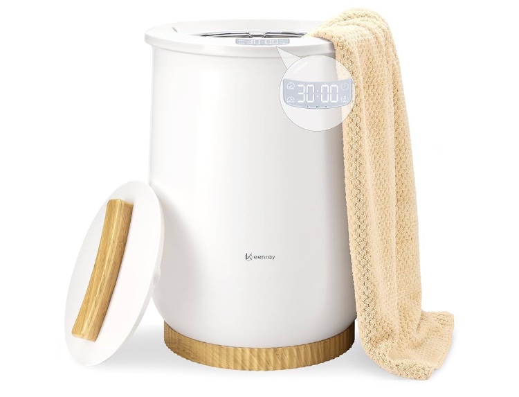 Keenray Upgraded Towel Warmer Bucket, Large Towel Warmer with 3 Heating Modes, Heat Time 30/45/60/90 Min Adjustable and Up to 24 Hour Delay Timer, Towel Heater for Oversize Bathrobes Blankets, CL1Plus