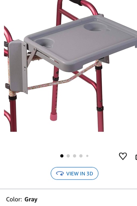 DMI Walker Tray  Rollator Tray  Mobility and Walker Accessory Tray Table Fits Most Standard Walkers  Folding with Two Cup Holders and Tool Free Assembly  16 x 11.8