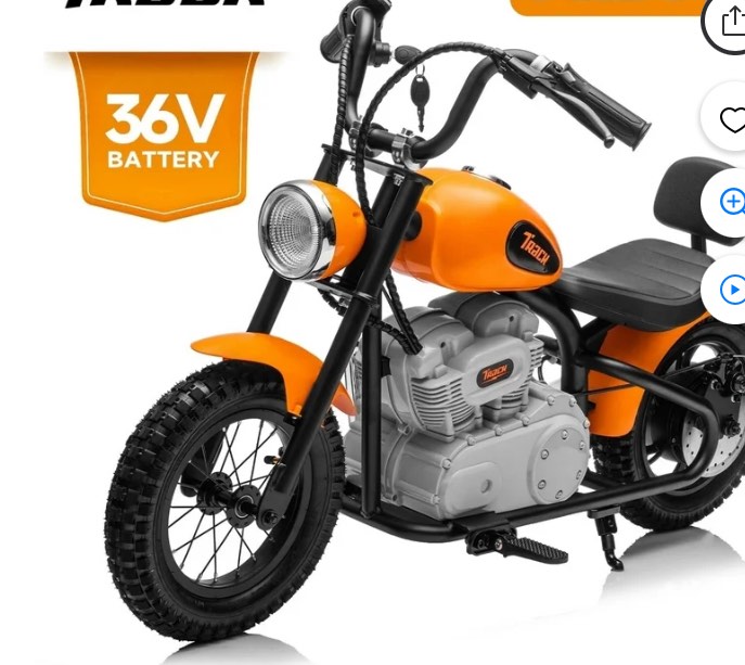 track 7 36v electric dirt bike for kids, 350w ride on motorcycle with twist grip throttle, hand-operated brakes, key start, off-road motocross speed up to 15 mph, age 8+, white