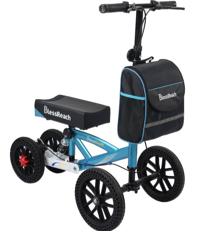Knee Scooter, All Terrain Foldable Knee Scooter Walker, Disc Brake Knee Walker for Foot Injuries Compact Crutches Alternative