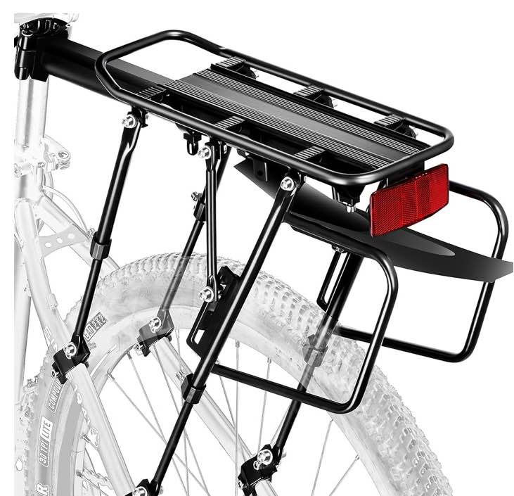 rear bike rack,310 lb capacity solid bearings bike cargo rack w/fender & large size reflective,quick release mountain road bicycle rear racks,universal bike luggage touring carrier rack,yontuo