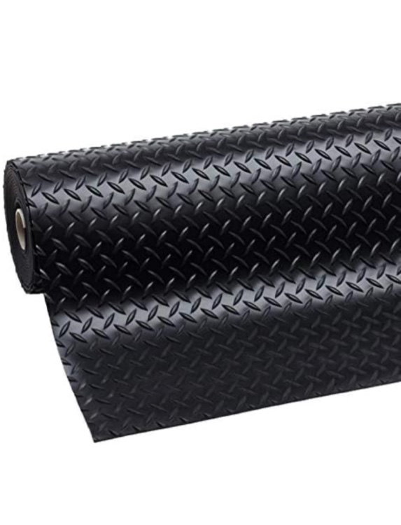 American Floor Mats - Diamond Plate Runner Mats - Durable, Abrasion Resistant Vinyl Mats, Rolls Black 3/16" Thick x 2' x 3'