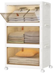 HOMIDEC Closet Organizers and Storage 70Qt 3 Pack Stackable Storage Bins with 3 Lids Closet Organizer Boxes for Clothes Foldable Storage Box for Clothes/Toys/Office Supplies/Snacks(23Qt X 3)