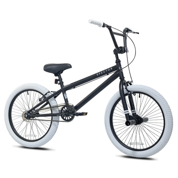20" Kent Bicycles Spector BMX Bicycle, Fits Rider 4'2" - 5', Black/White, Child/Tween/Teen, Unisex