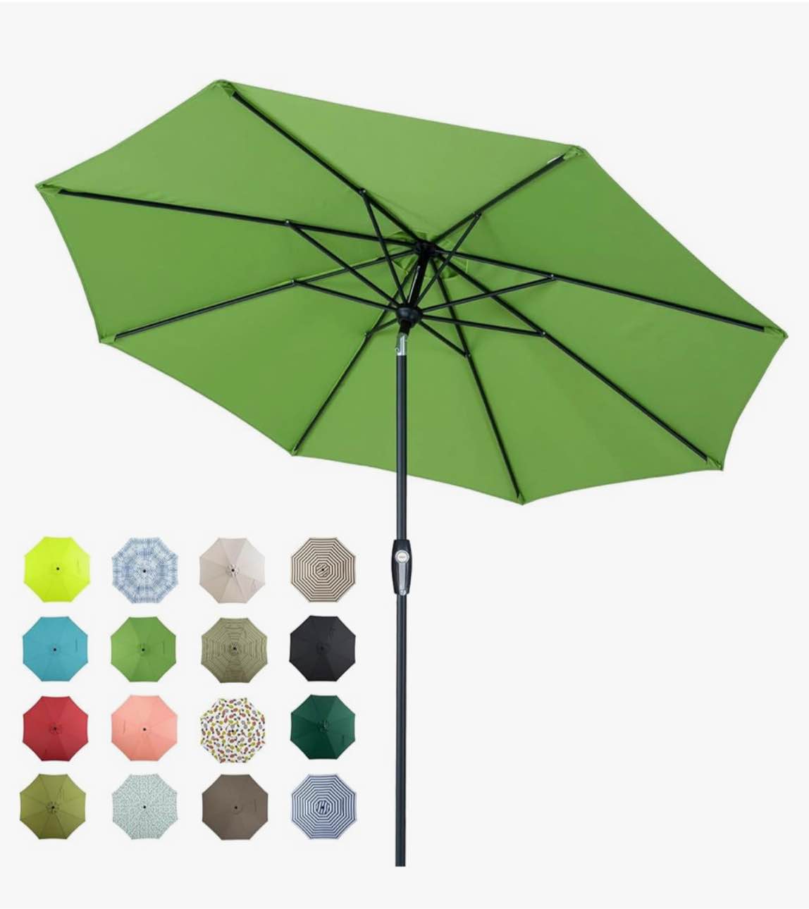 Tempera 9ft Patio Market Outdoor Table Umbrella with Auto Tilt and Crank,Large Sun Umbrella with Sturdy Pole&Fade resistant canopy,Easy to set