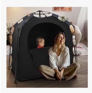 Pack N Play Blackout Cover Baby Sleep Tent 1-Click Set Up Blackout Tent Travel Crib Tent Canopy Portable Privacy Tent Blackout Canopy Crib Cover, Block 95% Light