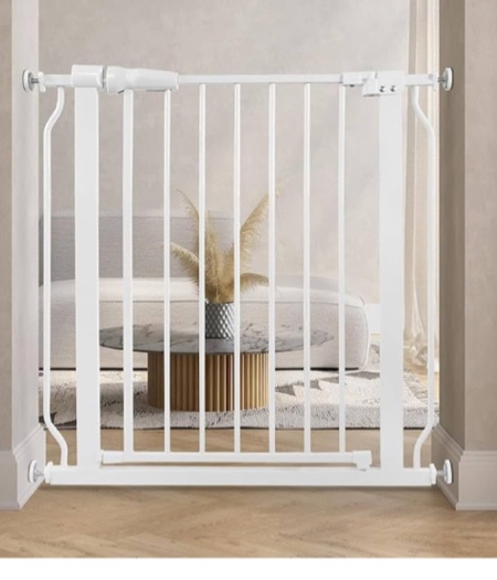 BalanceFrom Walk-Thru Safety Gate for Baby and Pets, Child Proof Fence for Doorways, Stairways, Hallways, 29.1" to 33.8" Opening, 30" Height, White