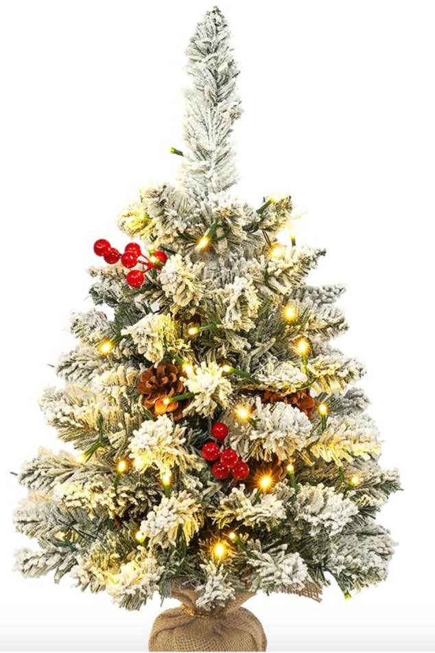 MYCIMER No Install Mini Christmas Tree with Unlit Flocked Decor, 24-Inch DIY Tabletop Mini Christmas Tree ( Similar to one in stock)