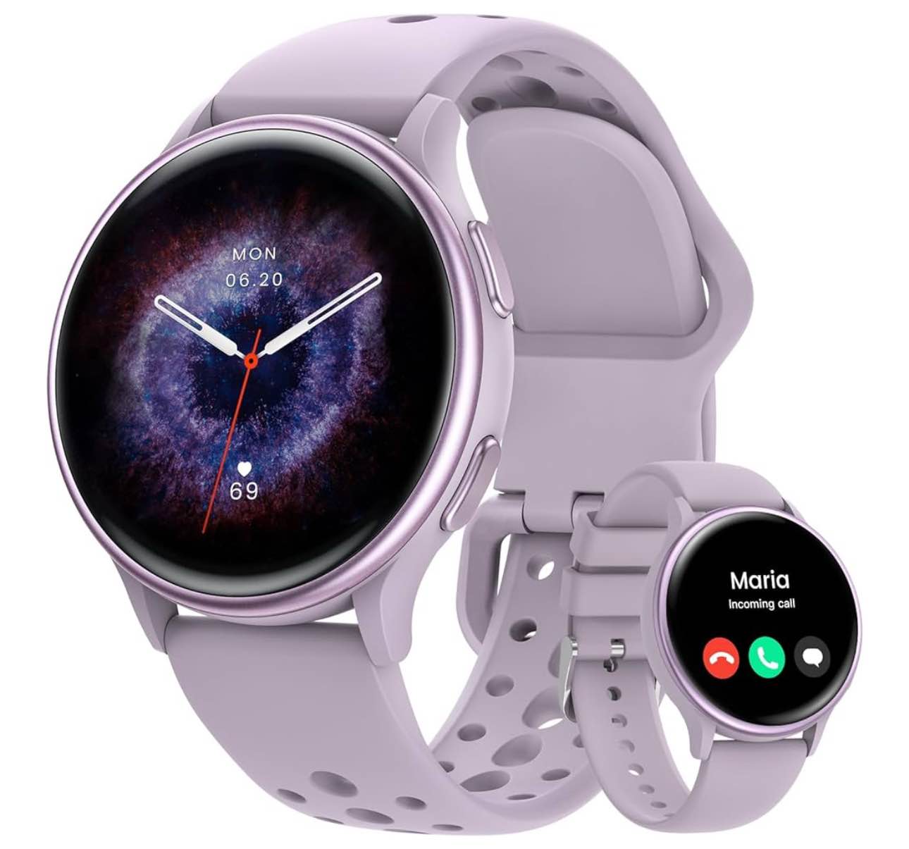 Smart Watches for Women, 42mm Smart Watch with 400+ Watch Face, 70+ Sport Modes, 24/7 Heart Rate, Sleep Monitor, Answer/Make Calls, Waterproof Activity Fitness Tracker for Android & iPhone (Purple) ( Missing Charger)