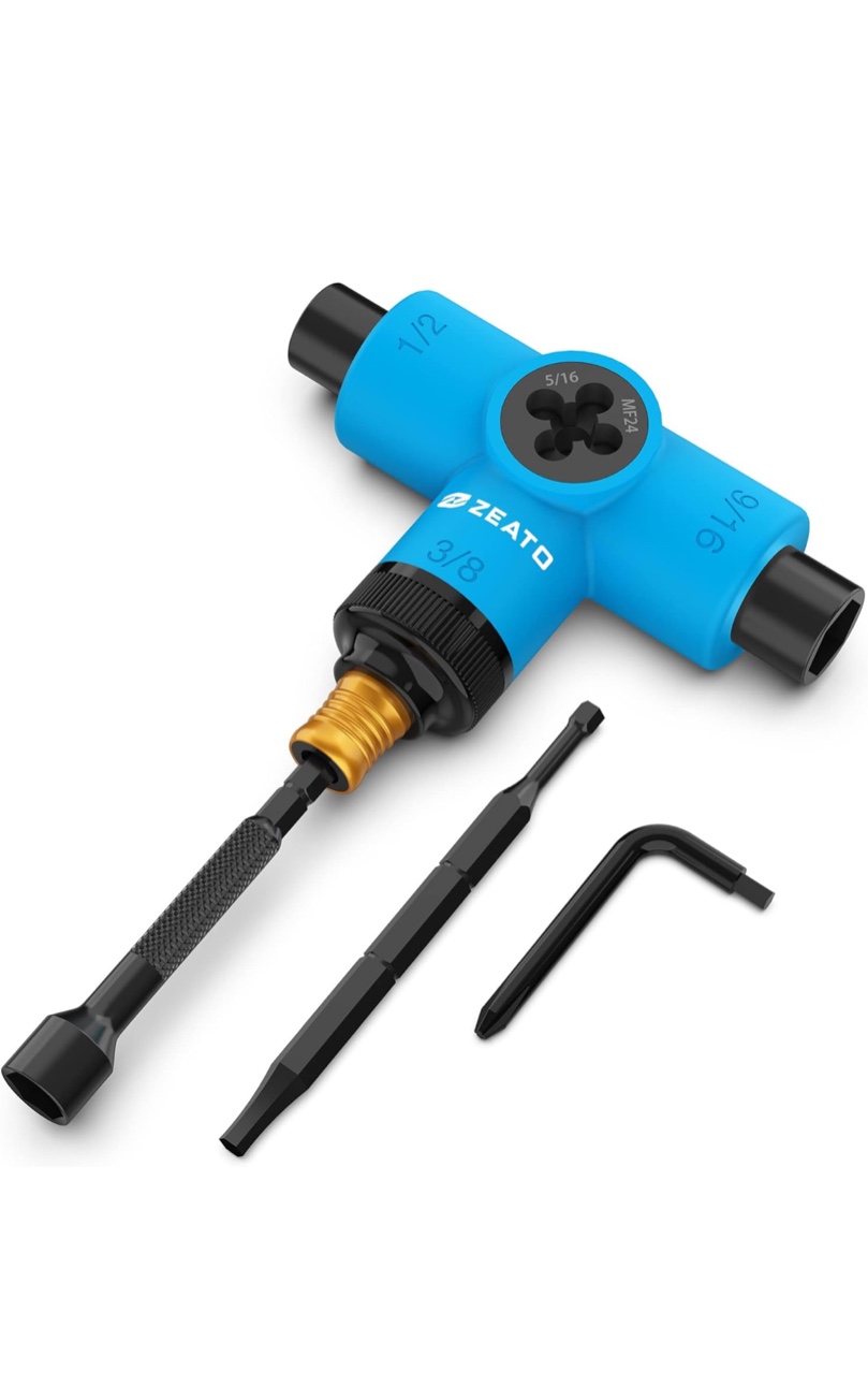 All-in-One Skate Tools Multi-Function Portable Skateboard T Tool Accessory with T-Type Allen Key and L-Type Phillips Head Wrench Screwdriver