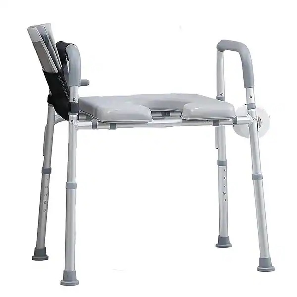 Raised Toilet Seat with Armrests and Padded Seat, Adjustable Height Toilet Seat Risers