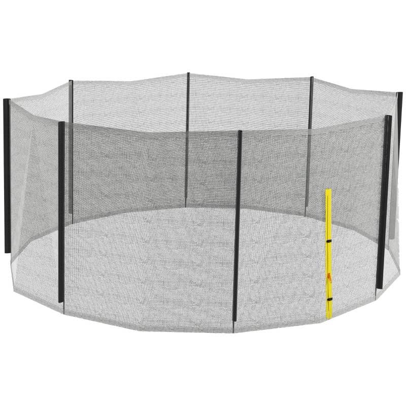 Soozier Trampoline Safety Net for 14ft Round Trampoline with 8 Straight Poles Poles Not Included, Weather Resistant Trampoline Net Replacement Enclosure with Yellow Zippered Entrance, Yellow