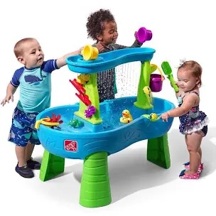 Step2 Rain Showers Splash Pond Toddler Water Table, Kids Water and Sand Activity Sensory Playset, Summer Outdoor Toys, 13 Piece Toy Accessories, For Toddles 1.5+ Years Old