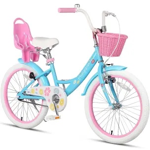 Maggie 12 14 16 20 Inch Kids Bike for 2-13 Years Old Girls, Toddler Bicycle Princess Style Bikes with Doll-Seat & Basket & Training Wheels & Kickstand, Multiple Colors