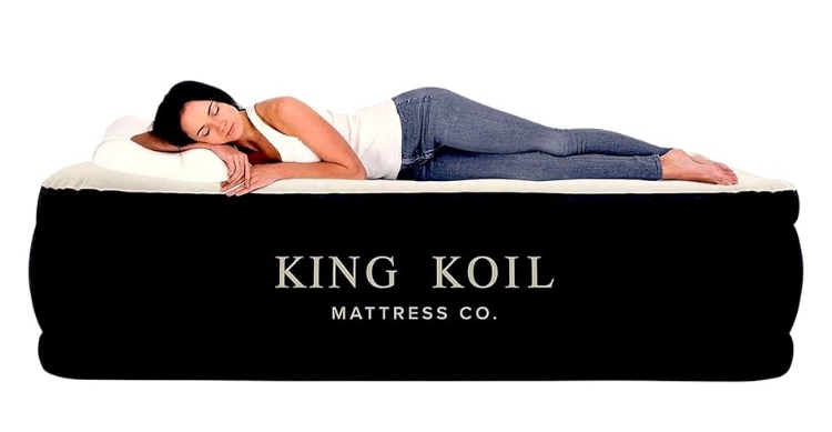 King Koil Luxury Queen Size Air Mattress with Built-in High-Speed Pump, 20" Adjustable Double High Premium Pillow Top Inflatable Airbed for Guests, Camping & Home (Manufacturer Warranty)
