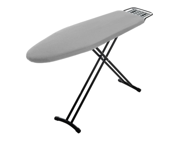 Ironing Board, Compact Iron Board Full Size with Extra Thick Cover, 7 Adjustable Heights Stand with Hanger and Iron Rest, Large Heavy Duty Ironing Board with Storage Tray, 13x43 Black