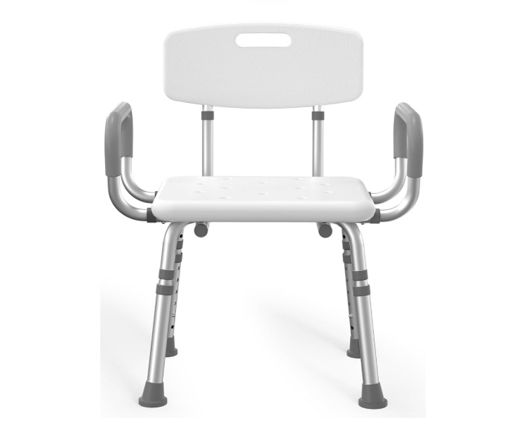 Swive Shower Chair with Arms and Back Heavy Duty 500 lbs for Seniors Elderly Disabled or Bariatric Adults Bench Seat for Inside Shower Stall and Bathroom Bath Tub Seats Adjustable Stool