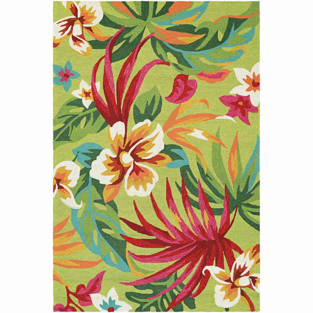 3.6x5.6 Stowthewold Floral Fern Green Red Handmade Indoor Outdoor Area Rug By Beachcrest Home