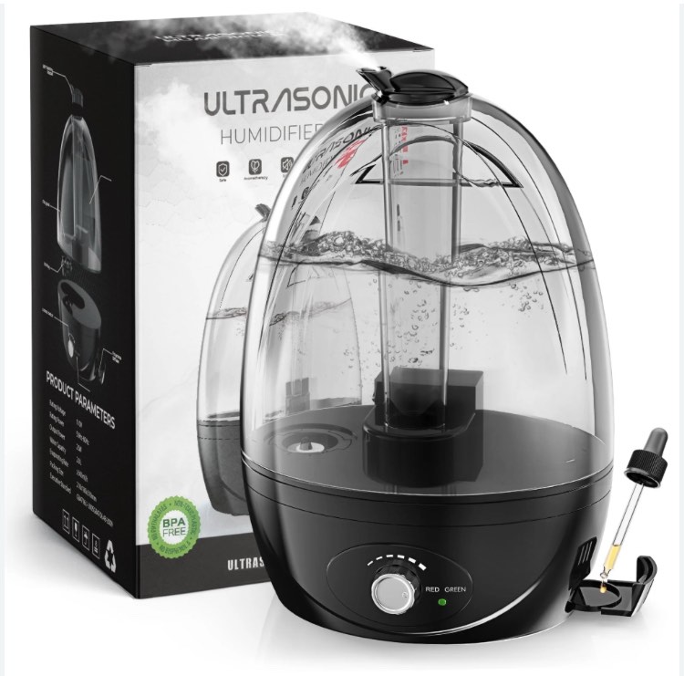 FUMMUX Cool Mist Humidifiers for Bedroom 3 L Water Tank Quiet Ultrasonic Air Vaporizer,Adjustable Mist Level,Easy to Clean, Black