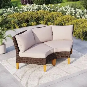 Argyri Wicker Outdoor Patio Curved Chair with Cushions (Set of 2)