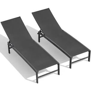 Volkrad Outdoor Powder Coated Steel Chaise Lounge (Set of 2)