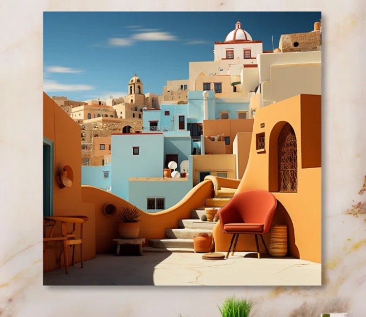 Islam Medina Pop Art Infused Village I". 16x16